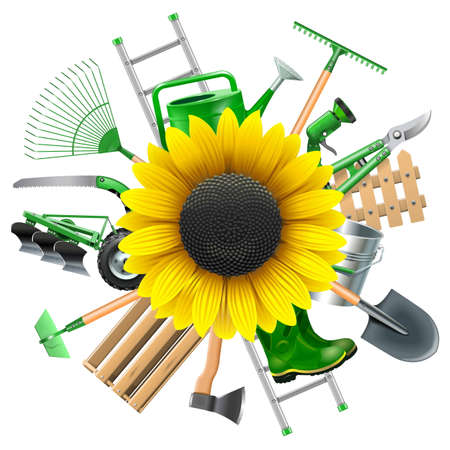 59795396-vector-garden-equipment-with-sunflower-isolated-on-white-background